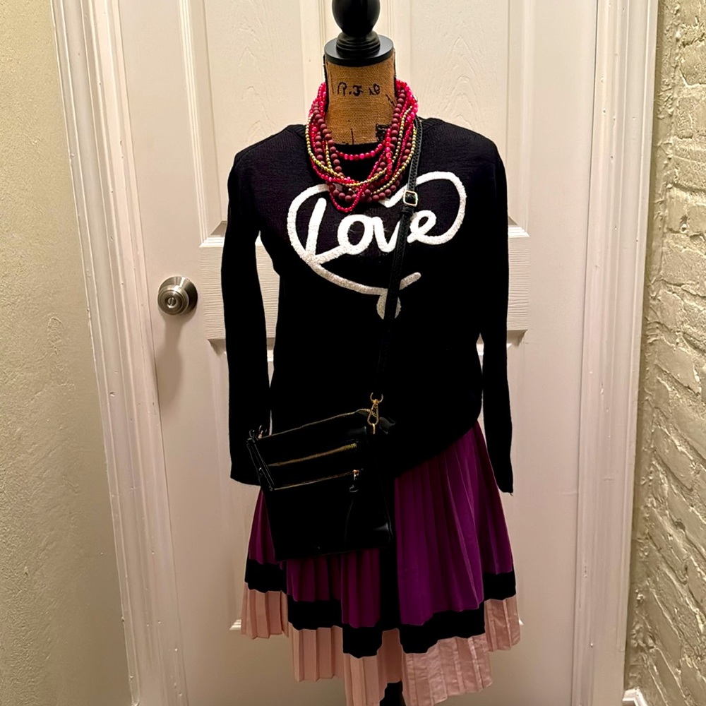 The Limited Small Pink Purple and Black Pleated Skirt